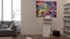 Tojo Pult als kompakter Laptop-Arbeitsplatz