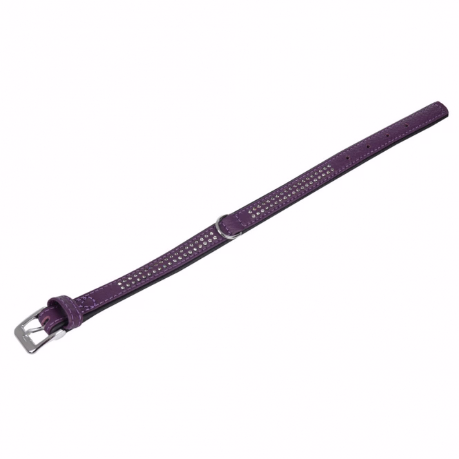 Strasshalsband aus Feinleder, violett