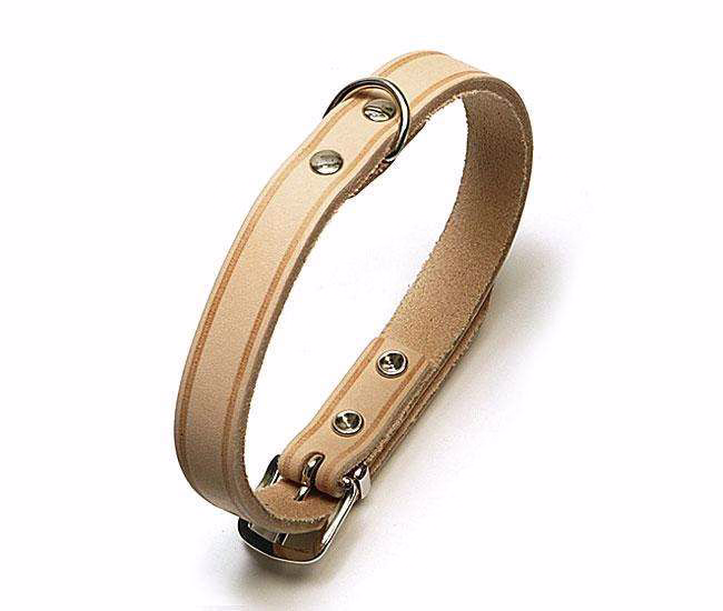 RONDO Lederhalsband genietet Natur 20 mm, 57 cm