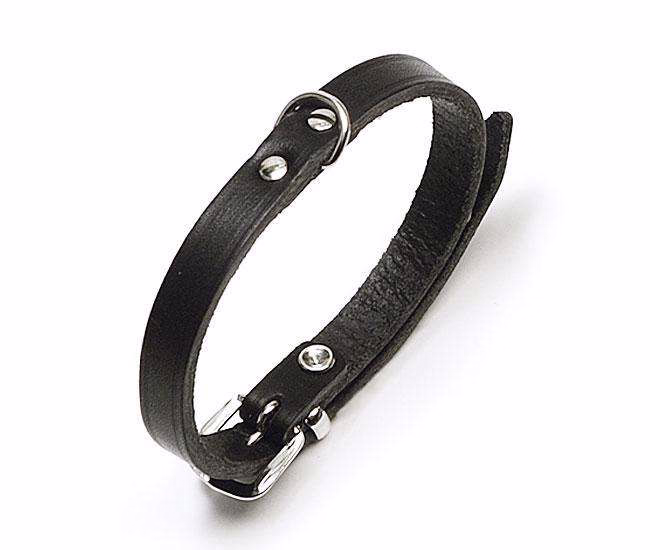 RONDO Lederhalsband genietet Schwarz 16 mm, 42 cm