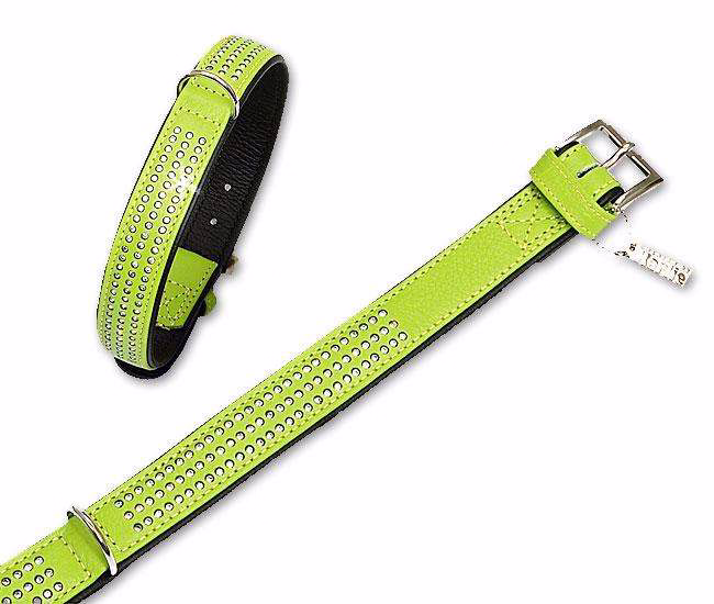 Strasshalsband aus Feinleder